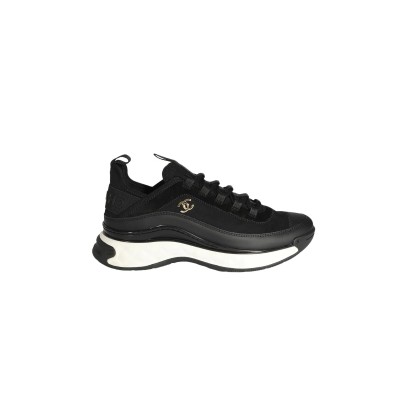 CHANEL BLACK SUEDE AND FABRIC CC LOW TOP SNEAKERS G35618 Y53646 94305 